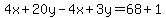 4x%2B20y-4x%2B3y=68%2B1