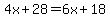 4x%2B28=6x%2B18