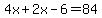 4x%2B2x-6+=+84