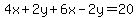 4x%2B2y%2B6x-2y=20