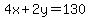 4x%2B2y=130