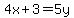 4x%2B3=5y