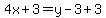 4x%2B3=y-3%2B3