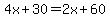 4x%2B30=2x%2B60