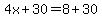 4x%2B30=8%2B30