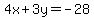 4x%2B3y=-28