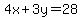 4x%2B3y=28