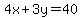 4x%2B3y=40