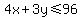 4x%2B3y+%3C=+96