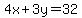 4x%2B3y+=+32