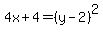 4x%2B4=%28y-2%29%5E2