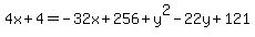 4x%2B4=-32x%2B256%2By%5E2-22y%2B121