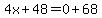4x%2B48=0%2B68