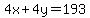 4x%2B4y=193