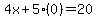 4x%2B5%280%29=20
