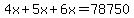 4x%2B5x%2B6x=78750