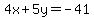 4x%2B5y=-41