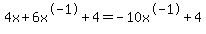 4x%2B6x%5E-1%2B4=-10x%5E-1%2B4