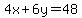 4x%2B6y=48