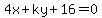 4x%2Bky%2B16=0