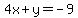 4x%2By=-9