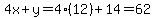 4x%2By=4%2812%29%2B14=62