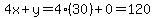 4x%2By=4%2830%29%2B0=120
