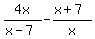4x%2F%28x-7%29-%28x%2B7%29%2Fx