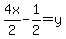 4x%2F2+-+1%2F2+=y