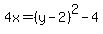4x=%28y-2%29%5E2-4