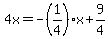 4x=-%281%2F4%29x%2B9%2F4
