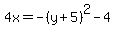 4x=-%28y%2B5%29%5E2-4