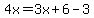 4x=3x%2B6-3
