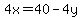 4x=40-4y