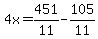 4x=451%2F11-105%2F11