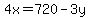 4x=720-3y+