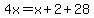 4x=x%2B2%2B28