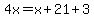 4x=x%2B21%2B3