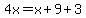 4x=x%2B9%2B3