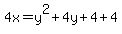 4x=y%5E2%2B4y%2B4%2B4