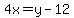 4x=y-12