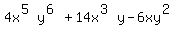4x%5E%285%29y%5E%286%29%2B14x%5E%283%29y-6xy%5E%282%29