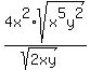4x%5E2%2Asqrt%28x%5E5y%5E2%29%2F%28sqrt%282xy%29%29