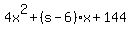 4x%5E2%2B%28s-6%29x%2B144