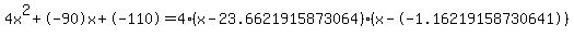 4x%5E2%2B-90x%2B-110+=+4%28x-23.6621915873064%29%2A%28x--1.16219158730641%29