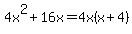 4x%5E2%2B16x=4x%28x%2B4%29