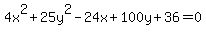 4x%5E2%2B25y%5E2-24x%2B100y%2B36=0