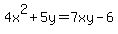 4x%5E2%2B5y=7xy-6