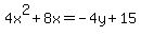 4x%5E2%2B8x=-4y%2B15