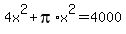 4x%5E2%2Bpi%2Ax%5E2=4000